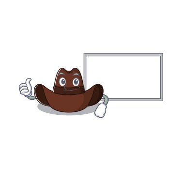 Maskotun içine gizlenmiş kovboy şapkası.