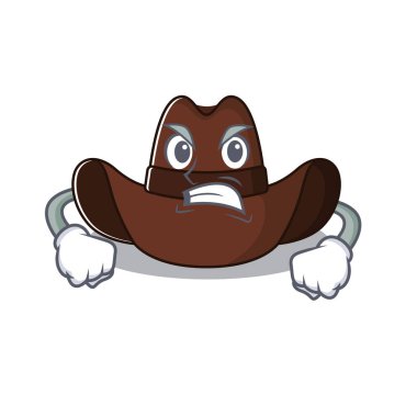 Maskot çizimi kızgın kovboy şapkası.