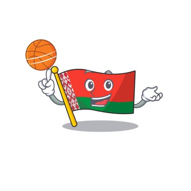 Beyaz bayrak, elinde basketbol topu olan karikatür şeklindeydi.