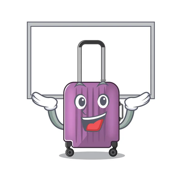 ボードマスコット漫画風トラベルスーツケースかわいい — ストックベクタ