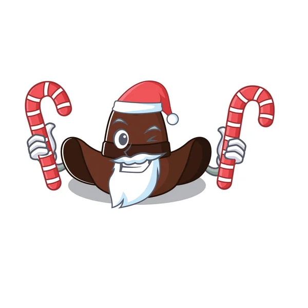 Kowbojski kapelusz Mikołaj przynieść cukierki z postacią z kreskówki — Wektor stockowy