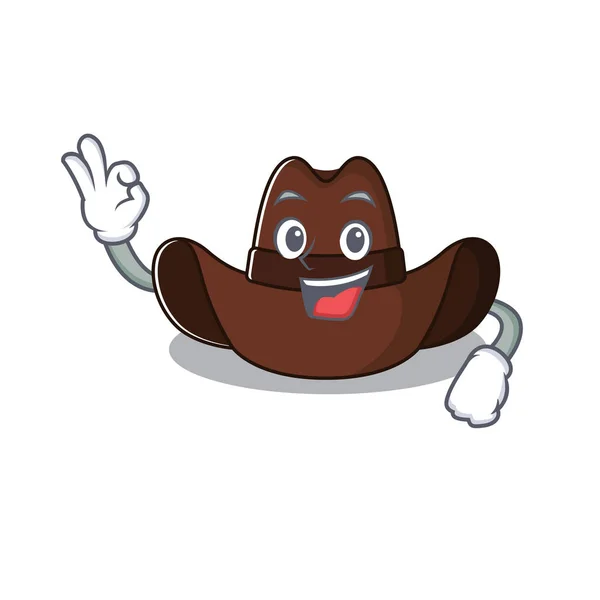 Cheerful on cowboy hat okay cartoon character — 스톡 벡터