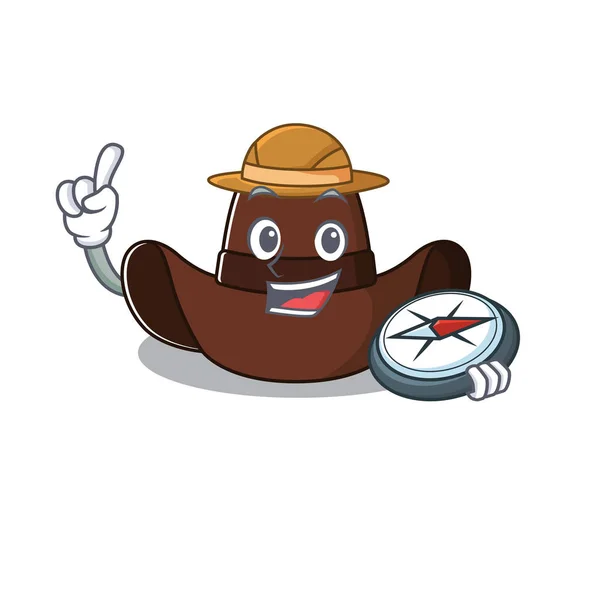 Mascot illustration the featuring cowboy hat holding compass — 스톡 벡터
