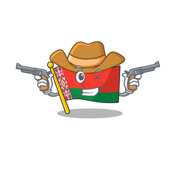 Drapeau belarus dans la forme de dessin animé cow-boy — Image vectorielle