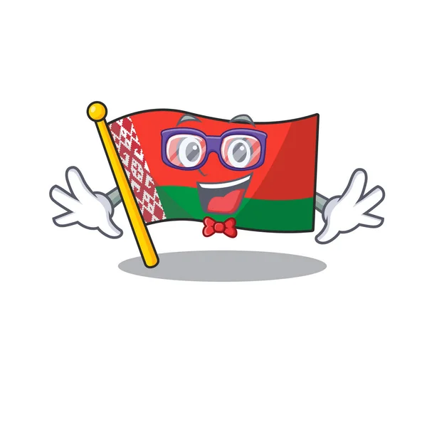 Usmívající se geek vlajka běloruský kreslený charakter — Stockový vektor