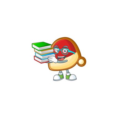 Yılbaşı şapkalı öğrenci. Kurabiyeler, maskot karakteri tarzı.