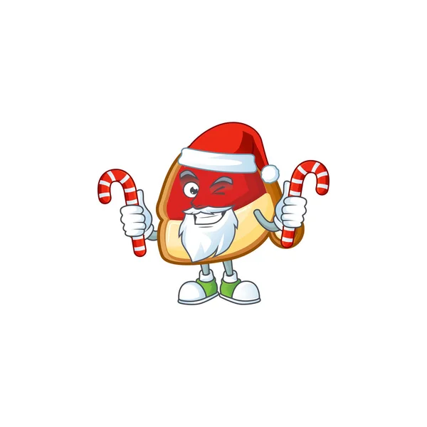 Galletas del sombrero de Navidad Personaje de dibujos animados en Santa con dulces — Vector de stock