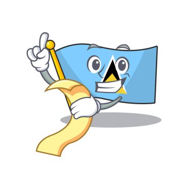 Vektör bayrağı Aziz Lucia, Bill Mascot 'u tutuyor.