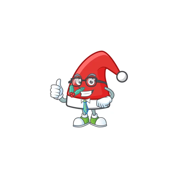 Cool Businessman santa claus chapeau mascotte personnage de dessin animé — Image vectorielle