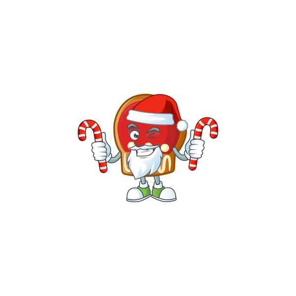 Перчатки персонаж мультфильма в Санта-Клаусе с конфетами — стоковый вектор