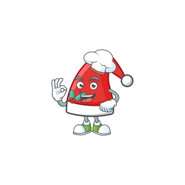 Chef feliz Santa Claus personaje de dibujos animados sombrero con sombrero blanco — Vector de stock