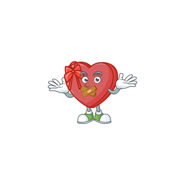 Amor regalo caja mascota dibujos animados carácter estilo haciendo gesto silencioso — Archivo Imágenes Vectoriales