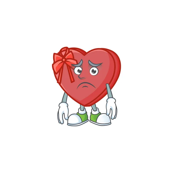 Love gift box Cartoon character showing afraid look face — Stock Vector
