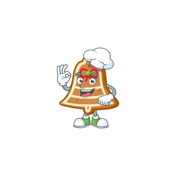 Happy Chef Bell cookies karikatura postava s bílým kloboukem — Stockový vektor
