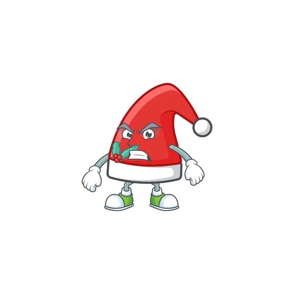 Santa claus chapeau style de personnage de dessin animé avec visage en colère — Image vectorielle