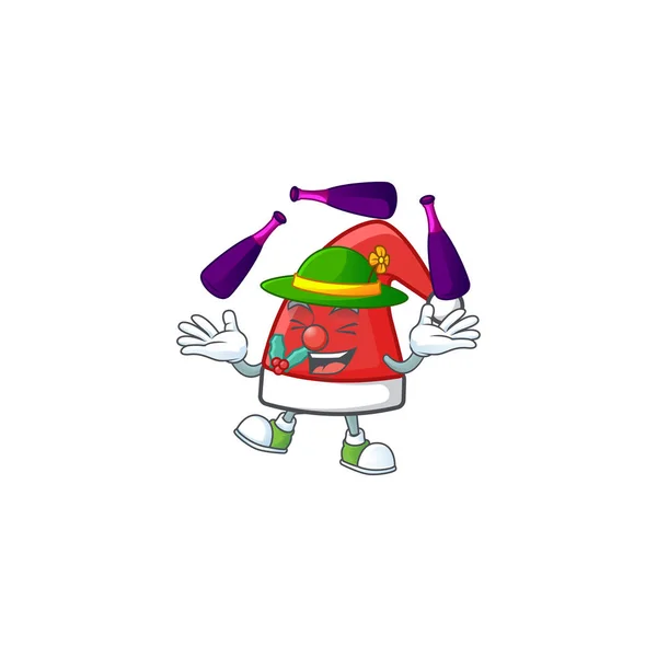 Super cool Jonglerande Santa claus hatt maskot tecknad stil — Stock vektor