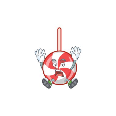 Hoş çizgili nane şekeri çizgi film karakteri tarzı şok edici bir jest.