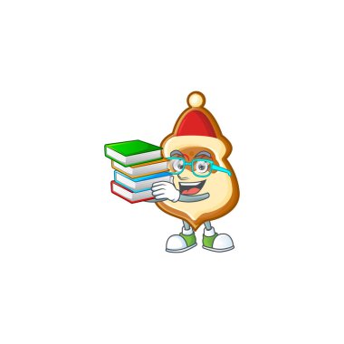 Yılbaşı şapkalı öğrenci. Kurabiyeler, maskot karakteri tarzı.