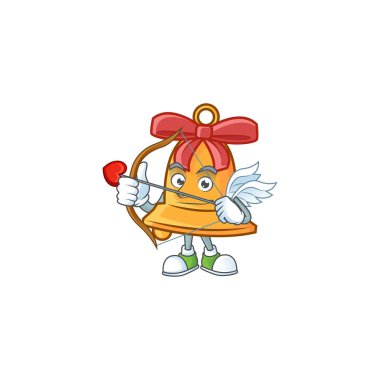 Sevimli Noel çanı Oklu ve kanatlı aşk tanrısı çizgi film karakteri