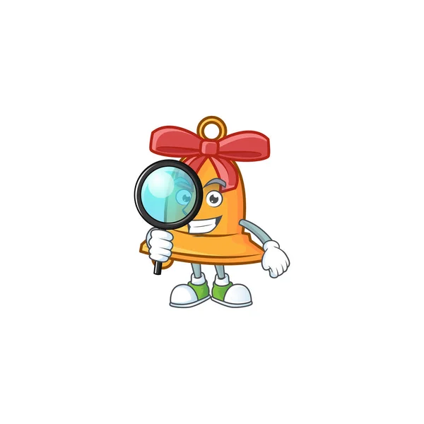 Campana de Navidad de un ojo Estilo de personaje de dibujos animados Detective — Vector de stock