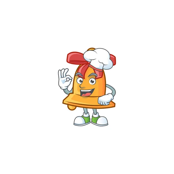 Happy Chef personaje de dibujos animados de Navidad campana con sombrero blanco — Archivo Imágenes Vectoriales