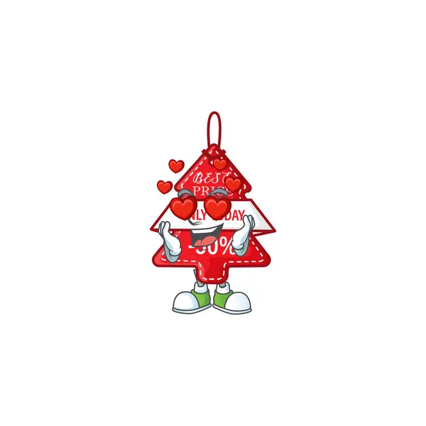Jatuh cinta bahagia lucu Natal harga terbaik tag desain kartun - Stok Vektor