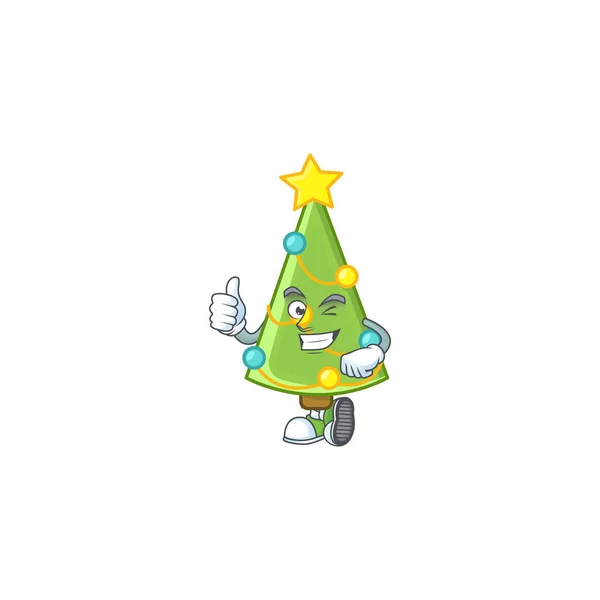 Image de décoration d'arbre de Noël faisant geste pouce vers le haut — Image vectorielle