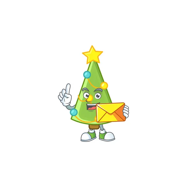 Z kopertą Szczęśliwa twarz Boże Narodzenie drzewo dekoracja maskotka styl kreskówki — Wektor stockowy