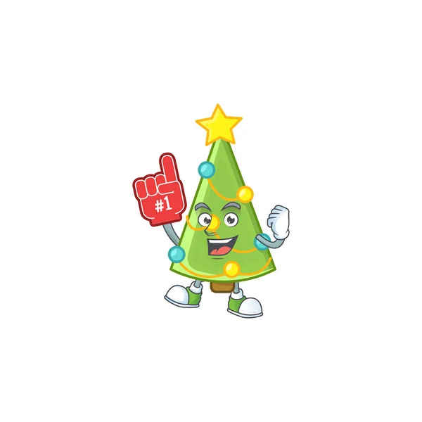 Espuma dedo decoración del árbol de Navidad en el estilo de dibujos animados mascota — Archivo Imágenes Vectoriales