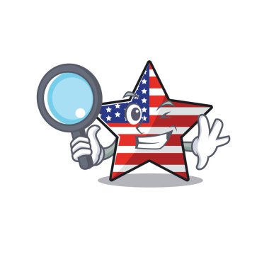 Usa star cartoon detective above character table vector