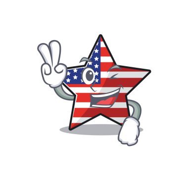 Usa star cartoon two finger above character table vector