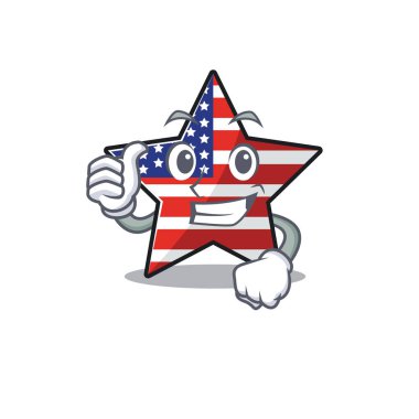 Usa star cartoon thumbs up above character table vector