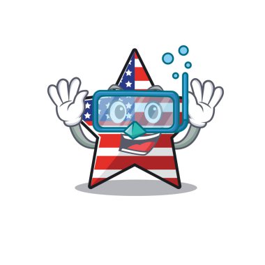 Usa star cartoon diving above character table vector