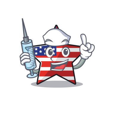 Usa star cartoon nurse above character table vector