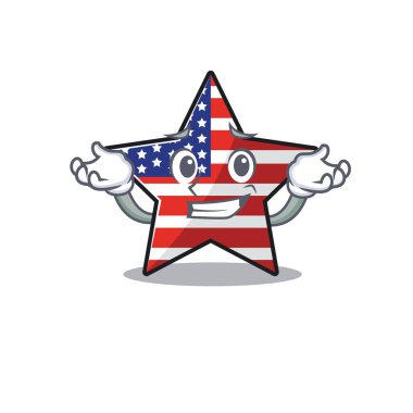 Usa star cartoon grinning above character table vector