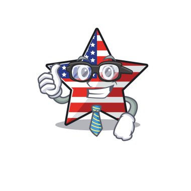 Usa star cartoon businessman above character table vector