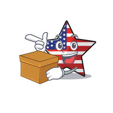 Usa star cartoon with bring box above character table vector