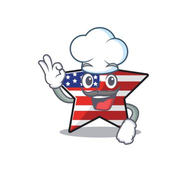 Usa star cartoon chef above character table vector