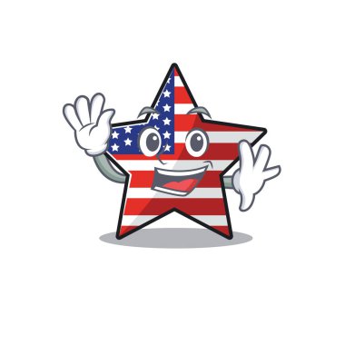 Usa star cartoon waving above character table vector