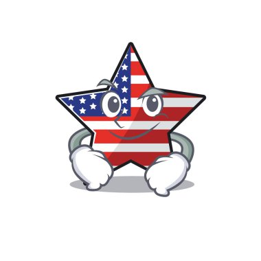 Usa star cartoon smirking above character table vector