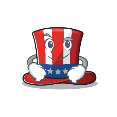 Maskot Sam Amca sırıtıyor.