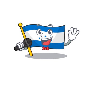 Karakter şarkılarıyla izole edilmiş çizgi film bayrağı.