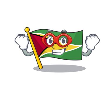 Bayrak adamı süper kahraman maskot direğinde dalgalanıyor