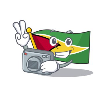 Karikatür dizaynındaki gibi fotoğrafçı bayrak adamı.