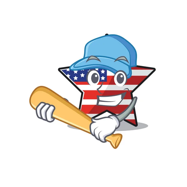 Jogando beisebol EUA estrela isolada com forma de desenho animado — Vetor de Stock