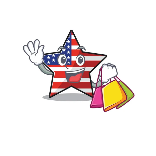 Звезда американского мультфильма шопинг над столом персонажей — стоковый вектор