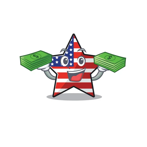 Уверенная счастливая звезда США с денежным талисманом — стоковый вектор