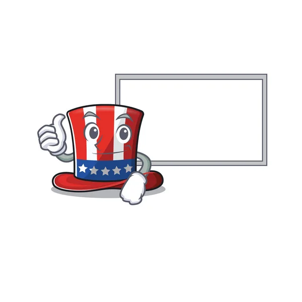 Uncle sam hat character thumbs up with board — Stock Vector