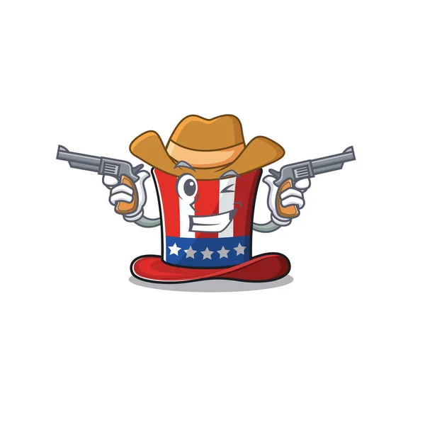 Mascot uncle sam hat in with cowboy — Stock Vector