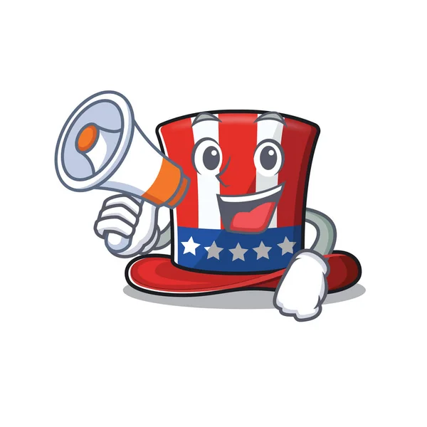 Uncle sam hat isolated with holding megaphone — Stock Vector